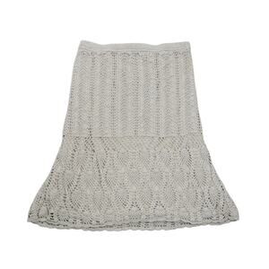 Vintage Y2K Bandolino khaki crochet knit low rise midi skirt L